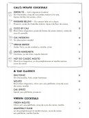 Menu Cali Uptown - Les cocktails