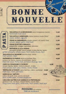 Menu Le Bonne Nouvelle - Les pastas