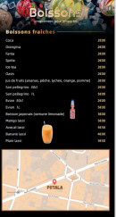 Menu Potala - Les boissons