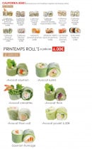 Menu Sushi Rama - Les clifornias maki et printemps roll' s