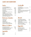 Menu Valma - Carte des boissons