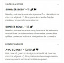 Menu Avocateria - Les salades et bowlw