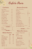 Menu Brasserie café le Paris - Les boissons