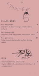 Menu Brasserie Rosie - Les entrées suite