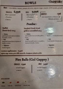 Menu Chai Valley - Les bowls et fire balls