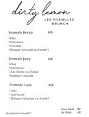 Menu Dirty Lemon - Les formules brunch