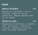 Menu Erso Restaurant - Les plats