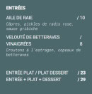 Menu Erso Restaurant - Les entrées