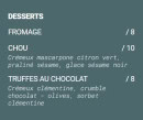 Menu Erso Restaurant - Les desserts