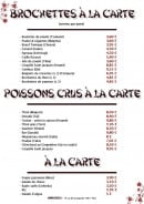 Menu Kinnosuzu - Les brochettes, les poissons crus ...