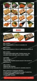 Menu Kyobashi - Les maki