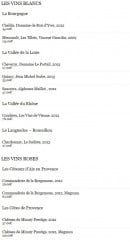 Menu L'atelier des Artistes - Vins blancs