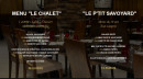 Menu Le Chalet Savoyard - Les menus