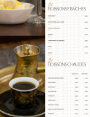 Menu Les Passagers De Beyrouth - Les boissons fraîches et boissons chaudes