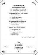 Menu Maison Bastille - Le déjeuner
