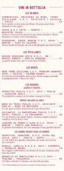 Menu Ober Mamma - Les vins suite