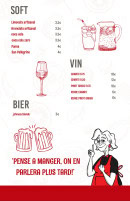 Menu Pasta & Polpette - Les softs, vins et bières