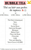 Menu Pho 168 - Bubble tea