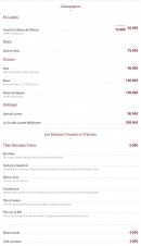 Menu Santa Carne - Les champagnes et boissons