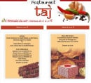 Menu Taj - Les formules du soir