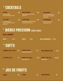 Menu Track 119 - Les cocktails, softs et jus de fruits, ...