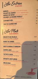 Menu La Marguerite - Les entrées  et plats