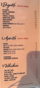 Menu La Marguerite - Les  digestifs, apéritifs et whiskies