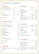 Menu Langousta Bercy - Les alcools et boisons