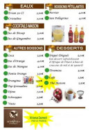 Menu Miroir d’Afrique - Les desserts et boissons