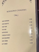 Menu Palace Grill - Les boissons chaudes