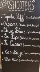Menu Red pub - Les shooters