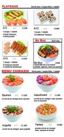 Menu Sakura sushi - Les plateaux et menus chirashi