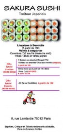 Menu Sakura sushi - Carte et menu Sakura sushi Paris 12