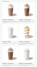 Menu Starbucks Coffee - Les crèmes frappuccino