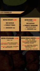 Menu The Indian Corner - Formules