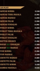 Menu The Indian Corner - Plats