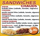 Menu Charlety Pizza - Les Sandwichs Chauds