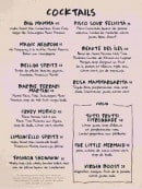 Menu La Felicità - Les cocktails