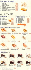 Menu Sushi Magic - Les hors d'oeuvre, sushis,...