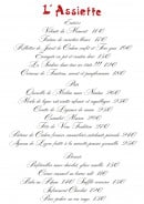 Menu L' Assiette - Les entrées, plats et desserts