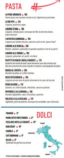 Menu La Manifattura - Les pates et desserts