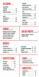 Menu La Manifattura - Les boissons