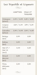 Menu La Table de Bezout - Les digestifs et liqueurs suite