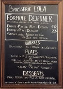 Menu Brasserie Lola - Un exemple de menu du jour