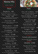 Menu Food Court - Les pizzas, pates et desserts,...