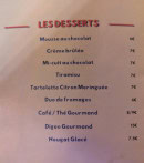 Menu Le Général Beuret - Les desserts