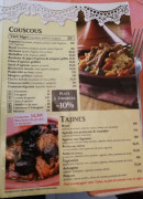 Menu Le Vieil Alger - Les couscous, tajines