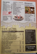 Menu Le Vieil Alger - Les glaces, desserts, ...