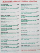 Menu Les Comédiens - Les pizzas
