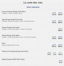 Menu Les Vignes du Liban - Les vins libanais